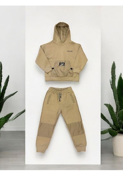 Erkek Çocuk Kapüşonlu Eşofman Takım-14300 Camel