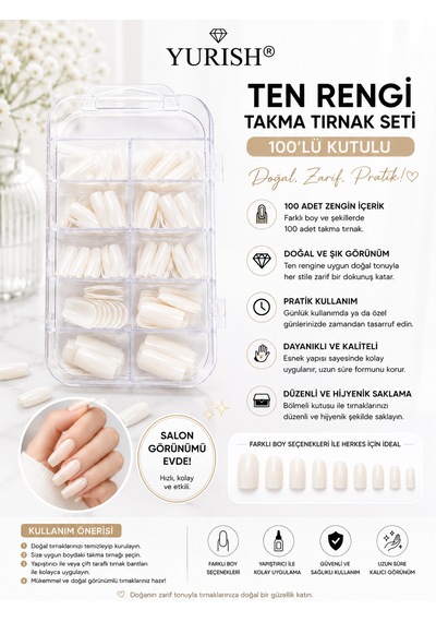 Ten Rengi Takma Tırnak Seti 100'lü Kutulu