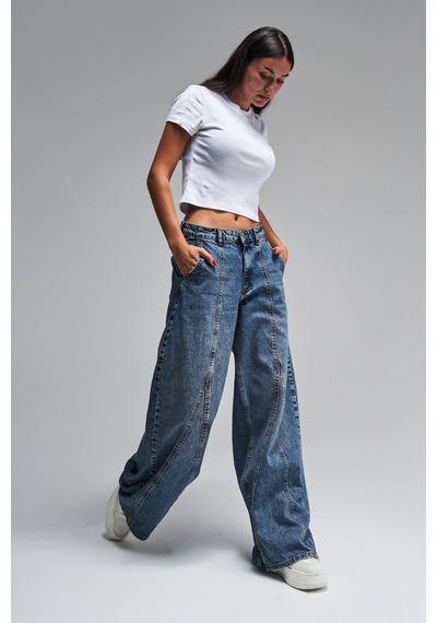 it's basic Kadın T.kot Rengi Palazzo Fit Tasarım Denim Jean Kırmızı