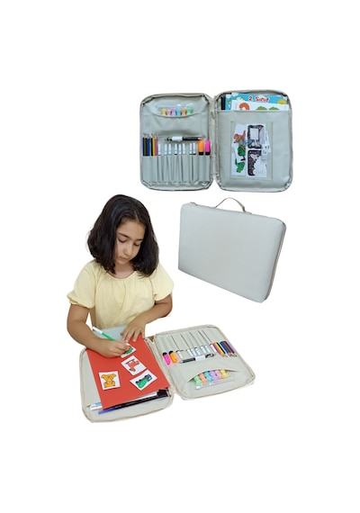 Next Craft Evrak Çantası Kalemlik Ve Defter Çocuklar İçin Etkinlik Ve Aktivite Çantası Bej