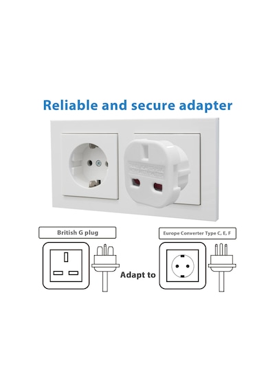 Kyrotech İngiltere Den Ab Ye Seyahat Adaptörü, Uk G Tip 3 Pin Den Avrupa E/f Tipi 2 Pin Priz Dö