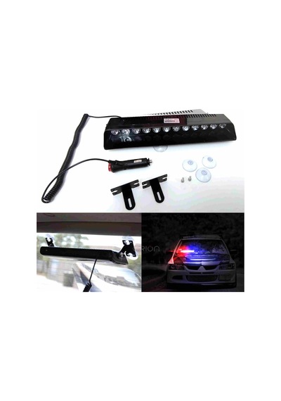 Cam Içi Çakar Led - 12 Ledli Çakar Vantuzlu Kırmızı-Beyaz-Mavi