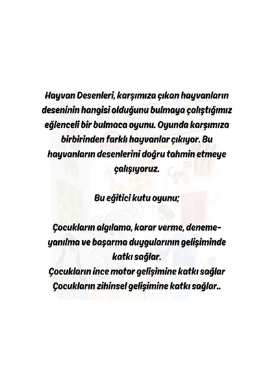 Ca Games Hayvanlar Ve Desenler 3 Yaş Üzeri Çocuklar İçin 48 Parçalı Eğitici Görsel Algı Oyunu Serisi, Sm-ca-oyun-hayvanlarvedesenler-5155