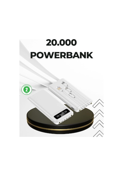 20.000mah Taşınabilir Powerbank Pd Teknolojili Çift Usb Çıkışlı Çok Renkli