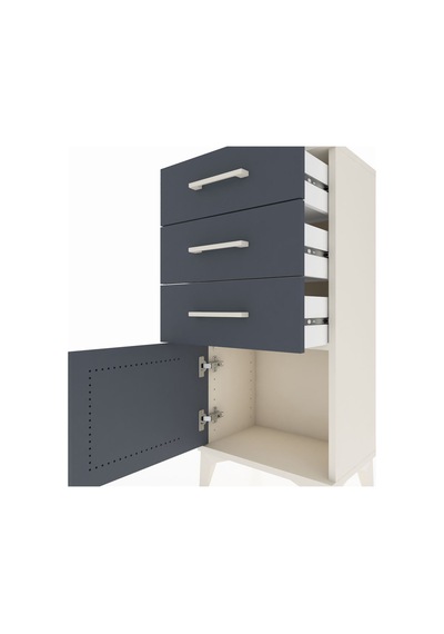Arges Komodin 3 Çekmeceli Tek Kapaklı 44x30x96 Aytaşı-antrasit Aytaşı