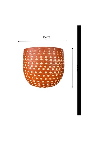 Bitki Tasarımı Nokta Desenli Terakota Saksı & Saksılık Dekoratif Salon Çiçekliği 15 Cm