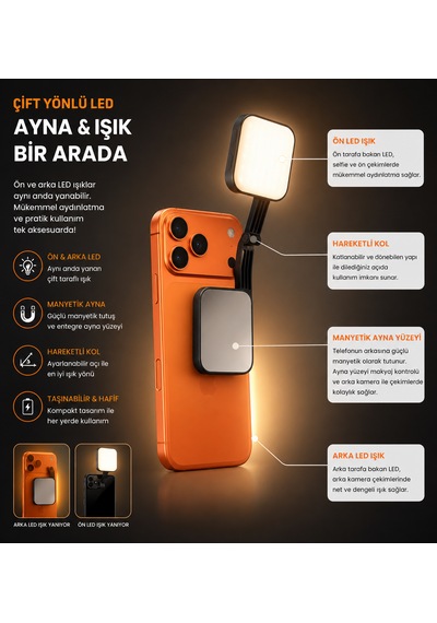Hoveroot M42 Manyetik Kare Işık & Ayna