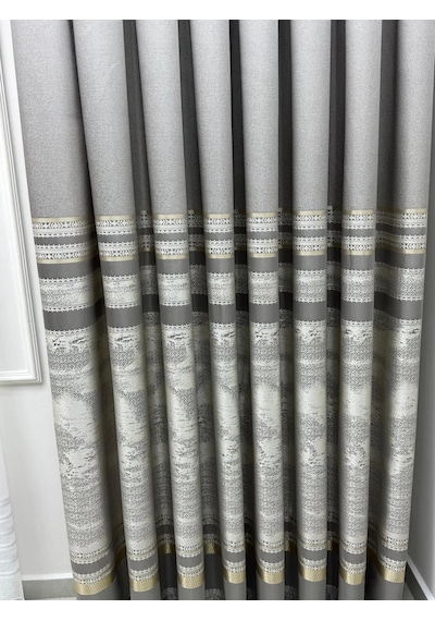 Nivemeshome Urla V-5404 Gri 1/3 Sık Pileli Fon Perde Apm Gri