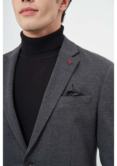 İmza Lacivert Örme Mono Yaka 6 Drop Slim Fit Ceket 1002245152 Lacivert