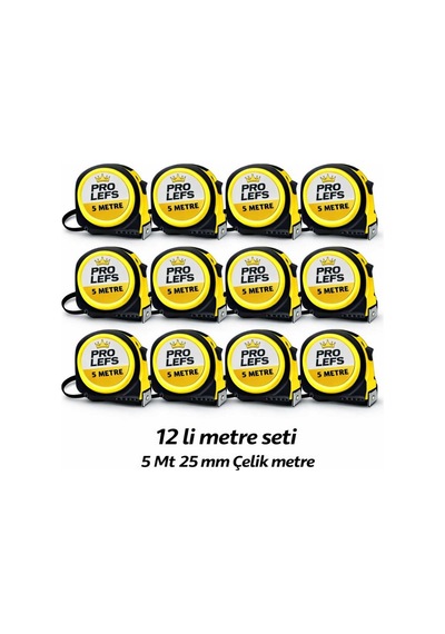 5 M X 25 Mm 12 Li Çelik Metre Seti Dayanıklı, Ekonomik Paket 5 M