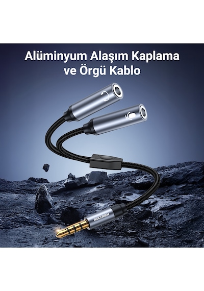 Rocoren Hi-fi Trrs Mikrofon Ve Kulaklık Birleştirici 3.5mm Y Jack Kablo