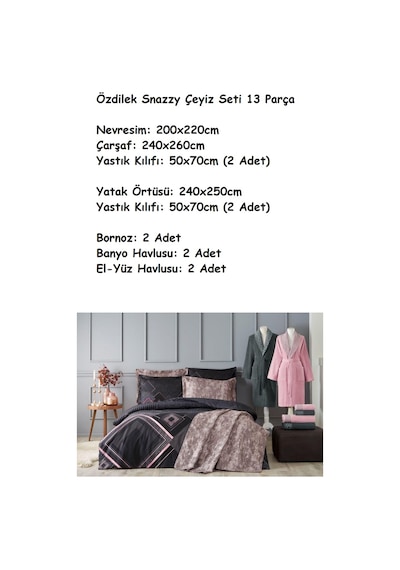 Özdilek 13 Parça-snazzy Pudra Antrasit- Concept Çeyiz Seti