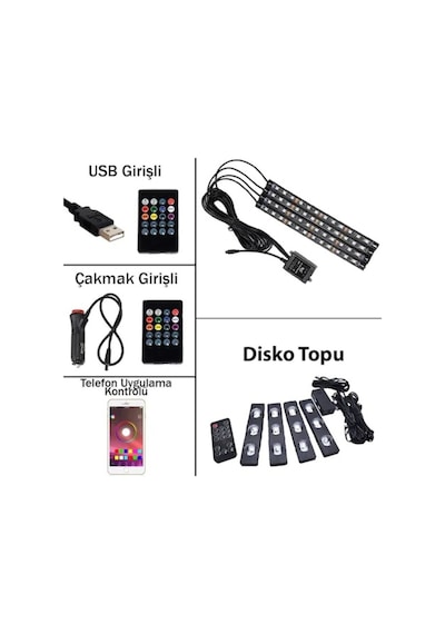 Sese Ve Müziğe Duyarlı Kumandalı App Usb 12 Led Ayak Altı Led
