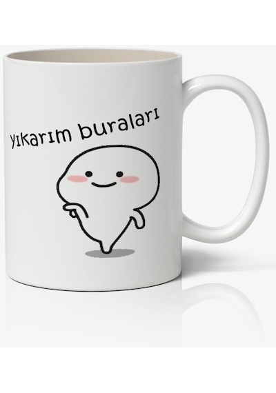 Yıkarım Buraları Yazılı Baskılı Kupa Bardak - Baskılı Kahve Kupa Bardak