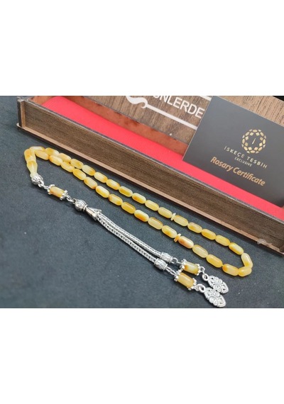 Ahşap Kutulu 475 Ayar Gümüş Püsküllü Kali Ngrad Kaya Damla 7.51 G Açık Gri