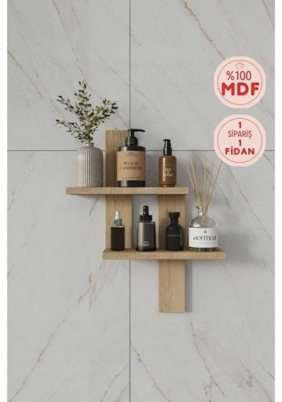Lavanta %100 Mdf Duvar Rafı Lefkas Meşe