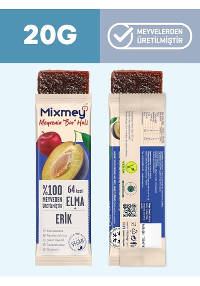 Ekşi Sever Meyve Barı 12 Adet Sağlıklı Atıştırmalıklar Vegan, Glutensiz 20gr X 12 Adet
