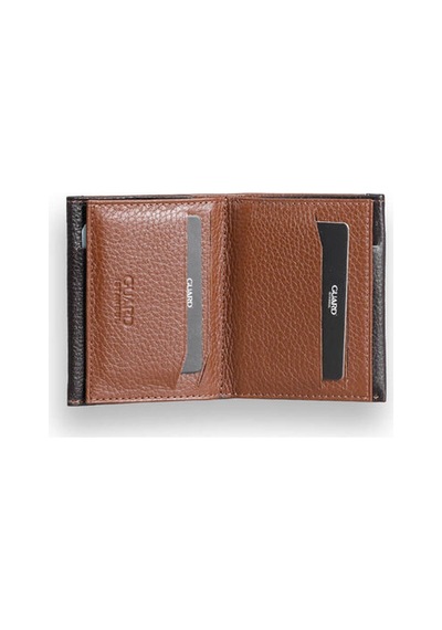 Guard Leather Guard Taba - Kahverengi Çift Renk Bölmeli Hakiki Deri Kartlık Çok Renkli