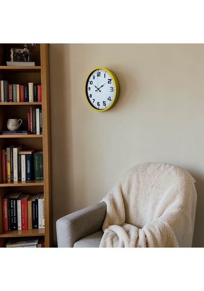 Dekoratif 36 Cm Sarı Duvar Saati Diğer