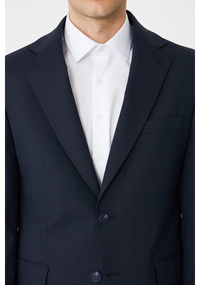 Lacivert Modern Slim Fit Dokulu Kumaş Şık Klasik Yaka Zamansız Takım Elbise Laci