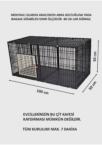Leganest Alt Üst Kapalı Kedi Köpek Kafesi 50 x 50 x 100 CM