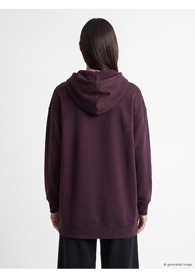 LC Waikiki Lc Waıkıkı Mürdüm Kapüşonlu Kadın Kalın Fermuarlı Sweatshirt