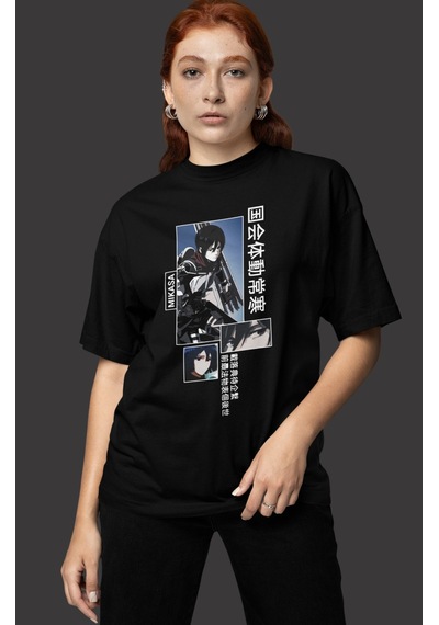Sevbano Tasarım Mikasa Ackerman Baskılı Unisex Oversize Attack On Titan A Siyah