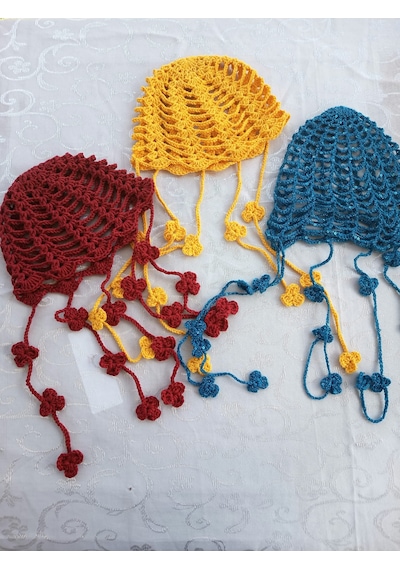 Elmundo Butik Kız Çocuk Örgü Bone / Sarkıtlı / Takke Sarı