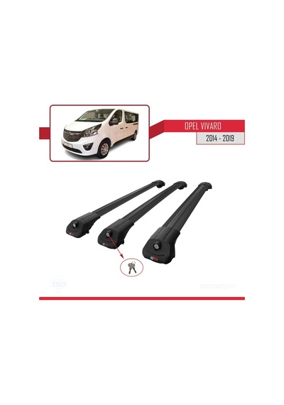 Opel Vivaro 2014-2019 Arası İle Uyumlu Ace-1 Ara Atkı Tavan Barı Siyah 3 Adet Bar