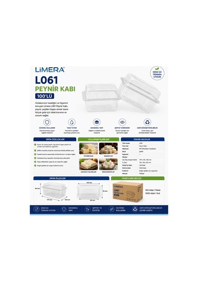 Limera L061 Peynir Kabı 100'lü