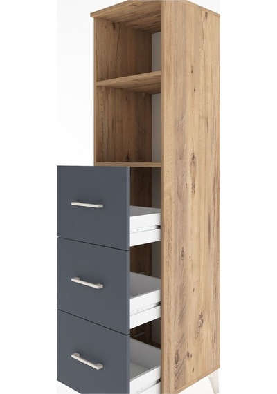 Hyperion Dolap 2 Raflı 3 Çekmeceli 44x44x182 Çam-antrasit Atlas Çam