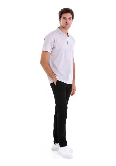 Hatemoğlu Gri Regular Fit Düz 100% Pamuk Polo Yaka Tişört Gri