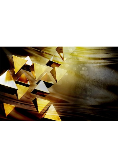 3 Boyutlu Geometrik Gold Renk Duvar Kağıdı