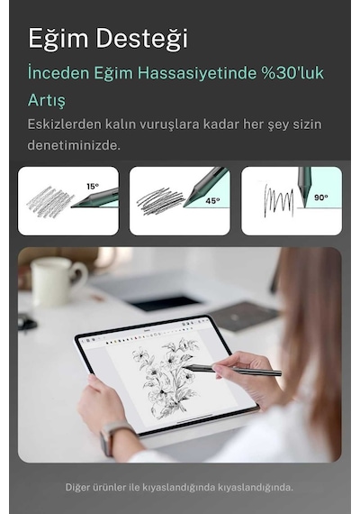 Metapen Apple Uyumlu iPad Air 11 İle Uyumlu Profesyonel Avuç İçi Red Ve Eğim Duyarlı Bluetoothlu Tablet Kalemi Siyah
