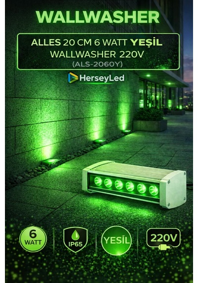 Alles 20 Cm 6 Watt Yeşil Wallwasher 220v Yeşil