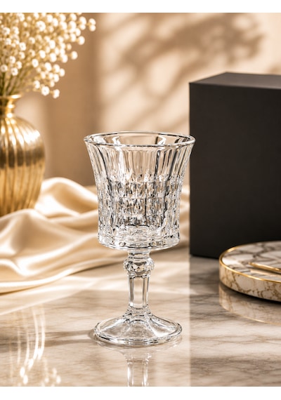 6 Lı Ayaklı Kristal Kesme Cam Kahve Yanı Su Bardağı Bardak 85ml Şeffaf