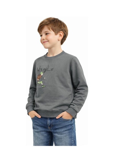 Baglan Erkek Çocuk Önü Arkası Baskılı Sweatshirt Bgl-st05243 Yeşil