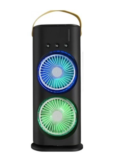 Çift Pervaneli Buharlı Masa Fanı Şarjlı, 3 Hız Ayarlı Ve Rgb Işıklı