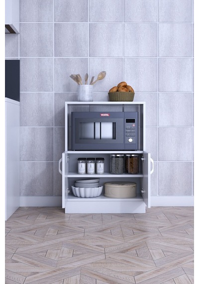 Rafineri Makro Dolap Çok Amaçlı Mikrodalga Fırın Dolabı Mdf Beyaz Rafineri Makro Dolap Çok Amaçlı Mikrodalga Fırın Dolabı Mdf Beyaz
