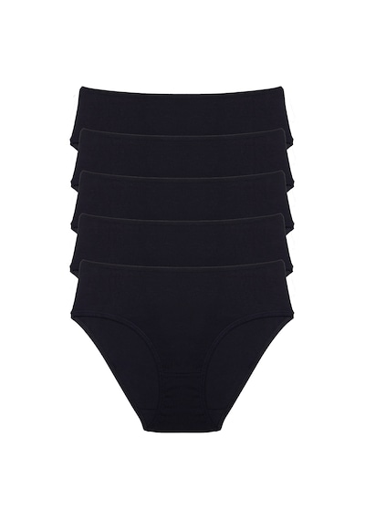 Nicoletta Kadın Külot Yüksek Bel Bikini 5 Li Paket Pamuklu Siyah
