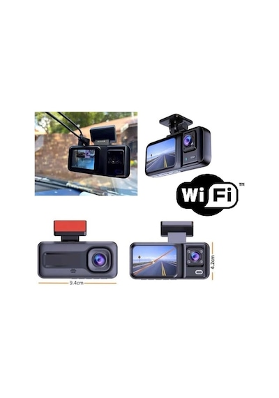 Araç Kamerası - 3 Kameralı Wifi Ön , İç Ve Arka Full Hd Dvr Araç İçi Ekranlı Kamera 64064851