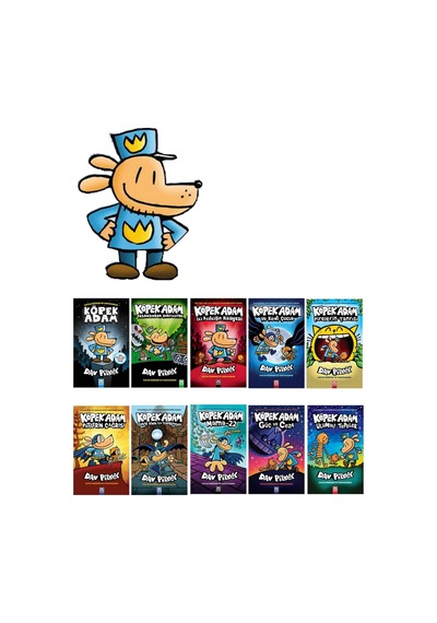 Dav Pılkey Dev Set: Köpek Adam 10 Kitap Kaptan Düşükdon 12 Kitap Kedi Çocuk