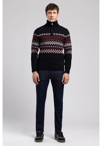 Lee Cooper Ground Erkek Dik Yaka Kazak Lacivert-21854 Lacivert