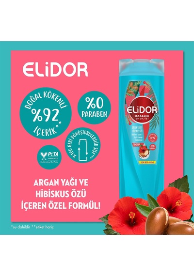 Doğanın Enerjisi Saç Bakım Şampuanı Argan Yağı & Hibiskus Özü Dökülme Karşıtı & Güçlü Uzamayı Tamamla