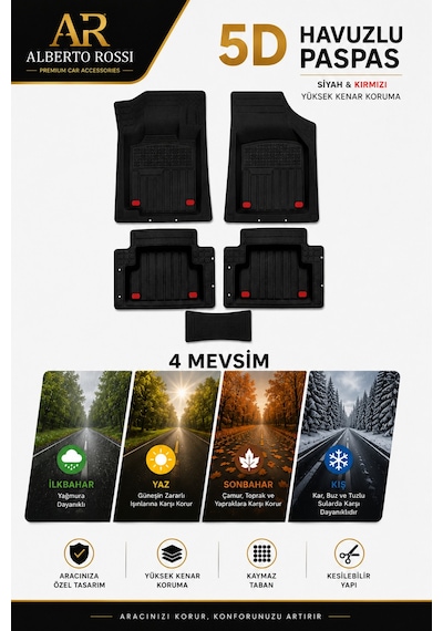 Volvo S40 2006 Model Uyumlu Enerji Siyah 5d Havuzlu Paspas Yumuşak Kaymaz Taban