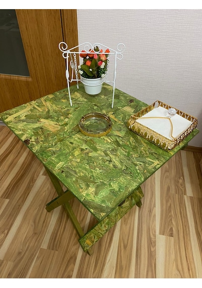 APAK AHŞAP osb yüzeyli katlanır masa doğa yeşili 60cm 50 cm Yeşil