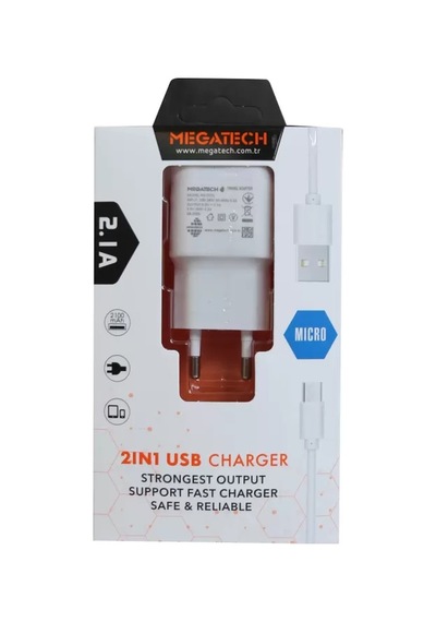 Megatech 2.1A 2In1 Typc-E Ev Şarj+Type-C Kablo (502987447)