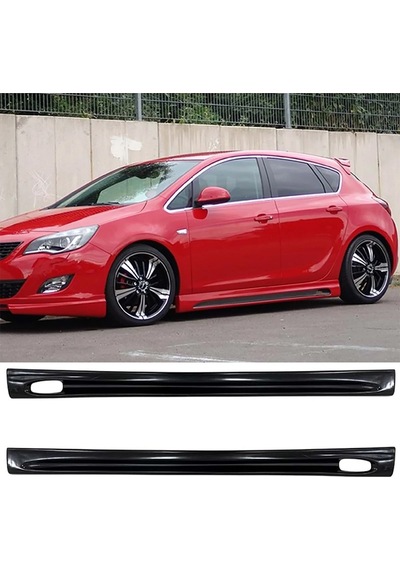 Opel Astra J Hb Rieger Yan Marşpiyel Seti Plastik 2 Adet Mat Siyah 2009-2015 Karlık+ek+bodykit