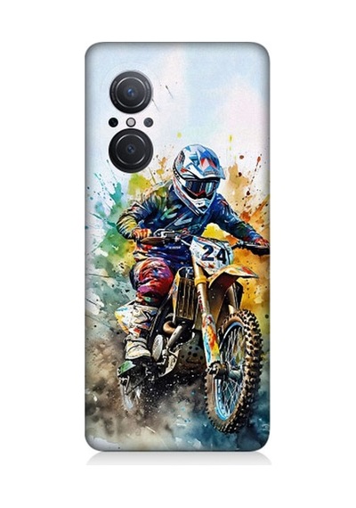 Huawei Nova 9 Se Uyumlu Motorsikletçi Desenli Silikon Kılıf