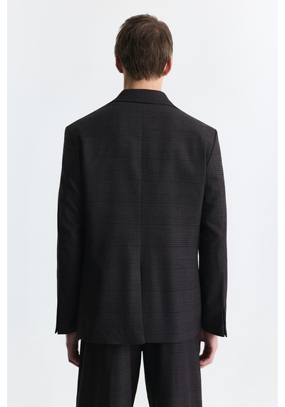 Antioch Ekose Relax Fit Blazer Ceket Bordo
